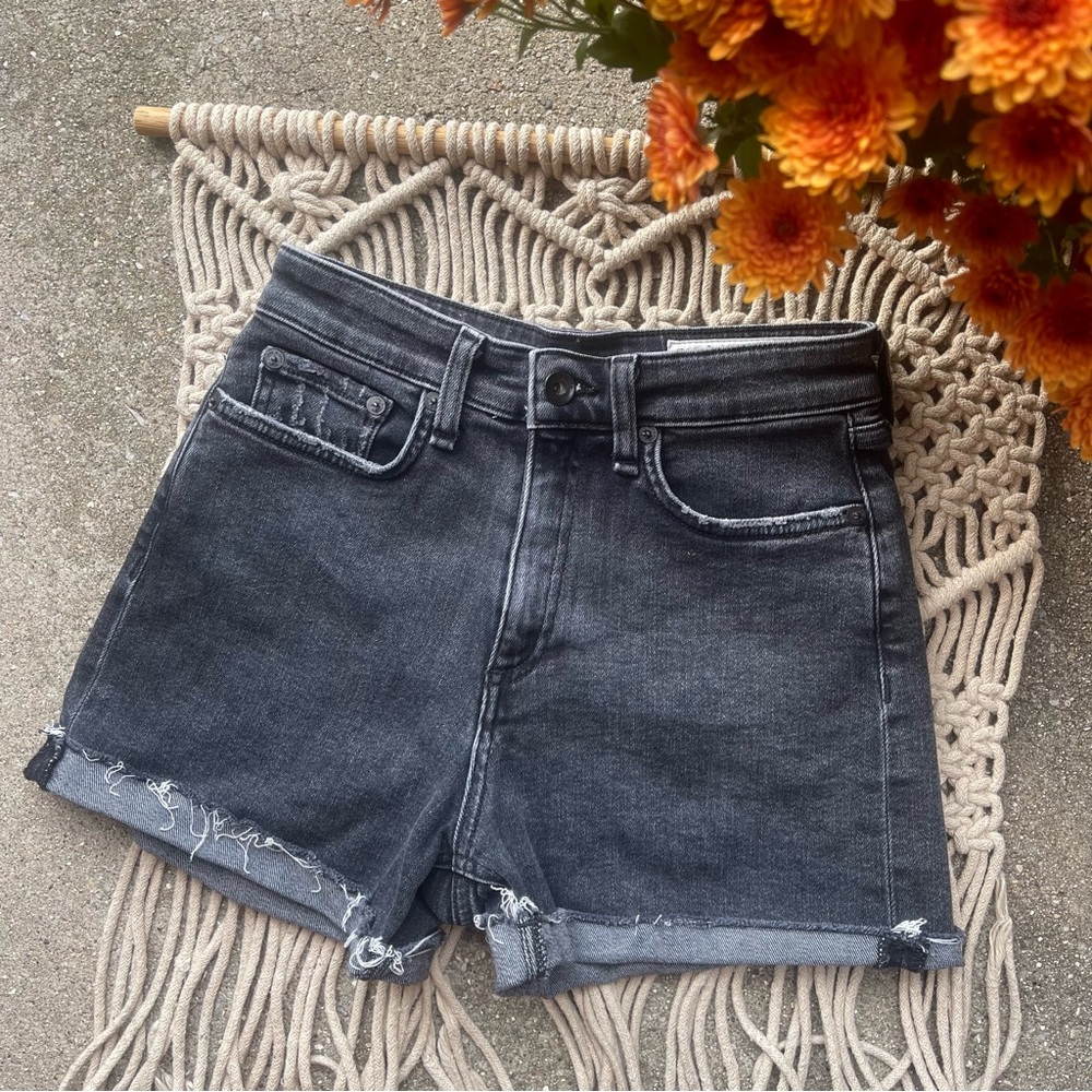 Rag & Bone Washed Black High Rise Jean Shorts Size 23